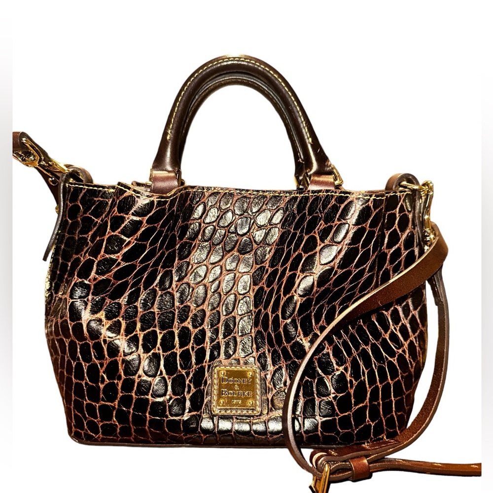 Dooney & Bourke Mini Barlow Croco Stamped Leather Top Handle Crossbody Bag Purse